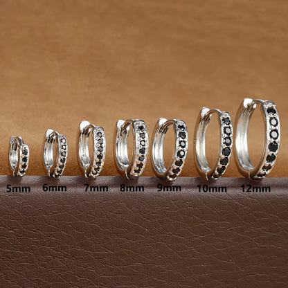1Pair Stainless Steel Huggie Minimal Hoop Earrings Little Crystal Zirconia Thin Helix Tragus Cartilage Earrings Piercing Jewelry