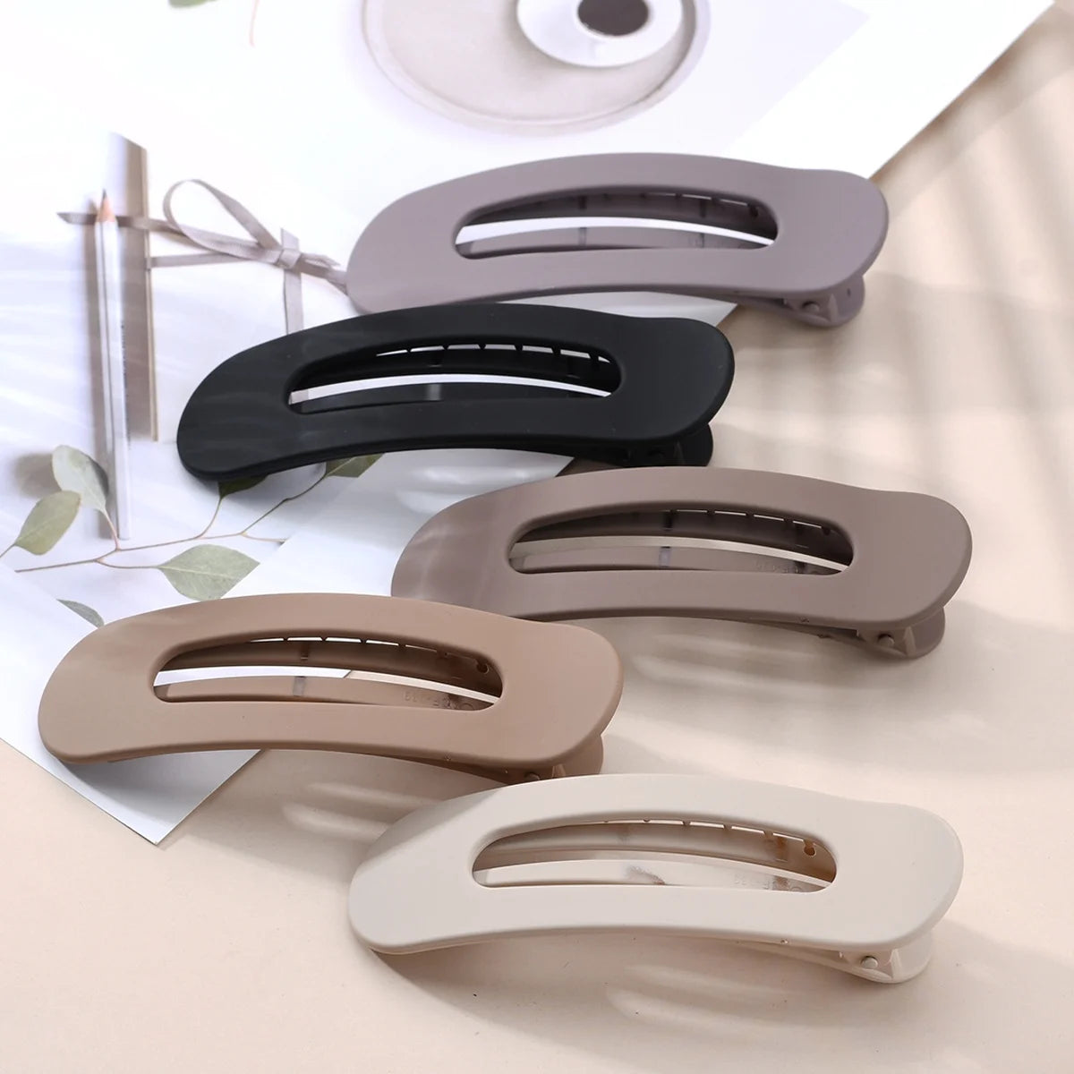 10 Pcs Large Lay Flat Claw Clips for Women French Side Slide Barrettes for Thin Fine Hair Rectangle Alligator Hair Accessories