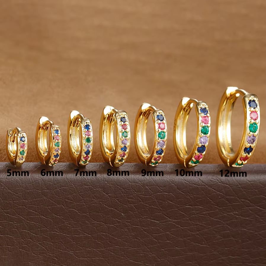 1Pair Stainless Steel Huggie Minimal Hoop Earrings Little Crystal Zirconia Thin Helix Tragus Cartilage Earrings Piercing Jewelry