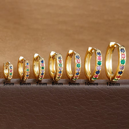 1Pair Stainless Steel Huggie Minimal Hoop Earrings Little Crystal Zirconia Thin Helix Tragus Cartilage Earrings Piercing Jewelry