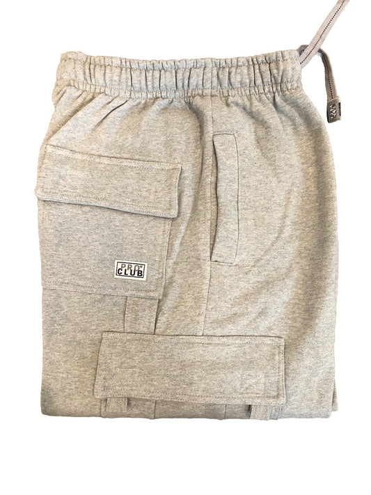 Pro Club MEN'S FLEECE CARGO SWEATPANTS HEAVYWEIGHT Heather Grey Size Medium M