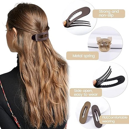 10 Pcs Large Lay Flat Claw Clips for Women French Side Slide Barrettes for Thin Fine Hair Rectangle Alligator Hair Accessories