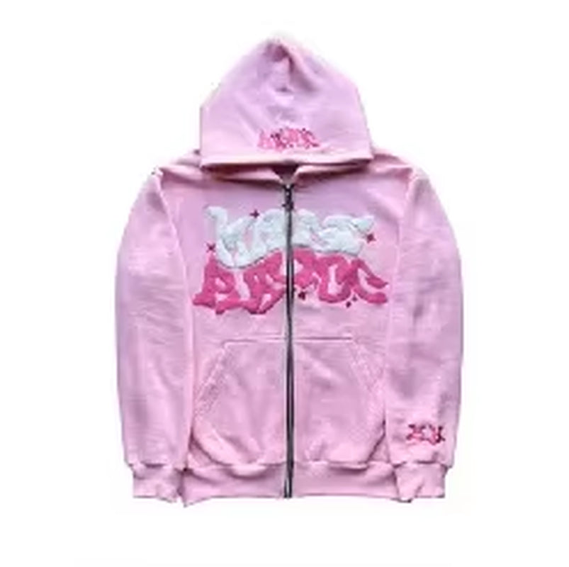 American Retro Star and Letter Printed Zipper Hoodies Women and Men Y2K Spring Autumn Section Lazy Fashion Brand Cardigan Jacket
