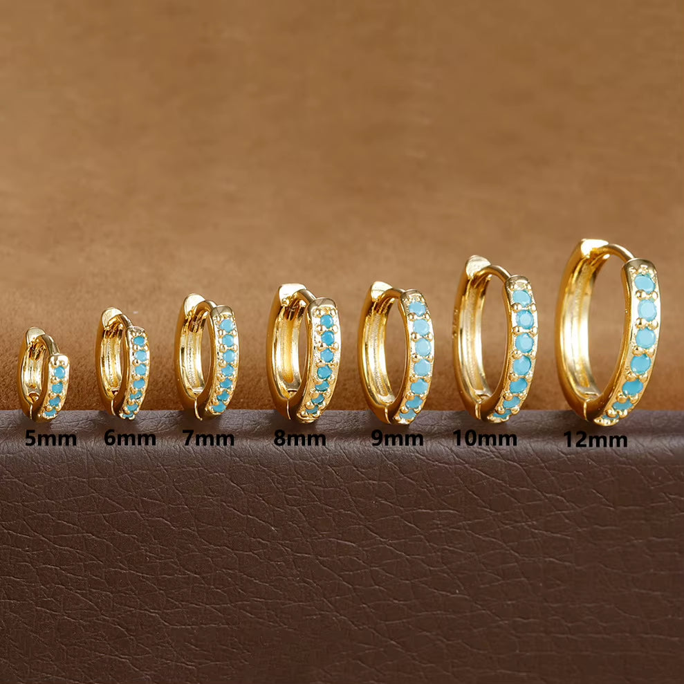 1Pair Stainless Steel Huggie Minimal Hoop Earrings Little Crystal Zirconia Thin Helix Tragus Cartilage Earrings Piercing Jewelry