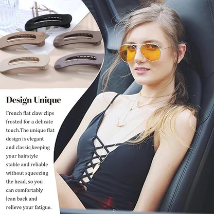 10 Pcs Large Lay Flat Claw Clips for Women French Side Slide Barrettes for Thin Fine Hair Rectangle Alligator Hair Accessories