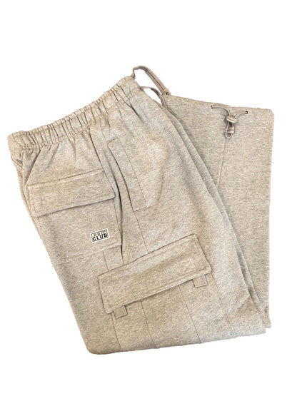 Pro Club MEN'S FLEECE CARGO SWEATPANTS HEAVYWEIGHT Heather Grey Size Medium M