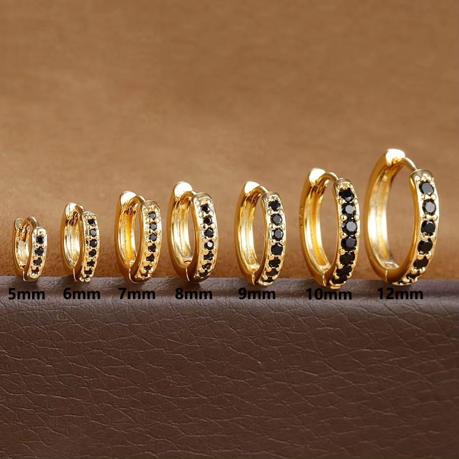 1Pair Stainless Steel Huggie Minimal Hoop Earrings Little Crystal Zirconia Thin Helix Tragus Cartilage Earrings Piercing Jewelry