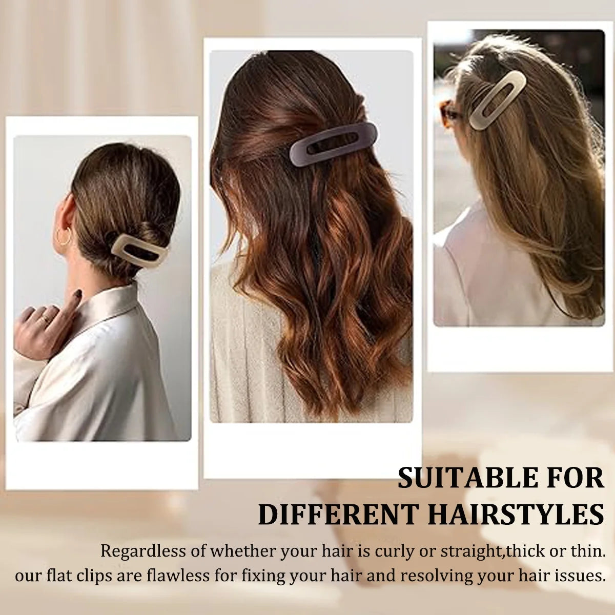 10 Pcs Large Lay Flat Claw Clips for Women French Side Slide Barrettes for Thin Fine Hair Rectangle Alligator Hair Accessories