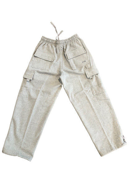 Pro Club MEN'S FLEECE CARGO SWEATPANTS HEAVYWEIGHT Heather Grey Size Medium M