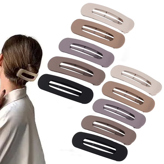 10 Pcs Large Lay Flat Claw Clips for Women French Side Slide Barrettes for Thin Fine Hair Rectangle Alligator Hair Accessories