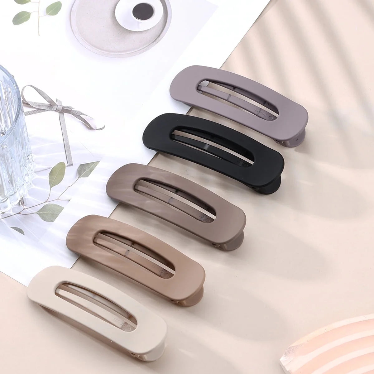 10 Pcs Large Lay Flat Claw Clips for Women French Side Slide Barrettes for Thin Fine Hair Rectangle Alligator Hair Accessories